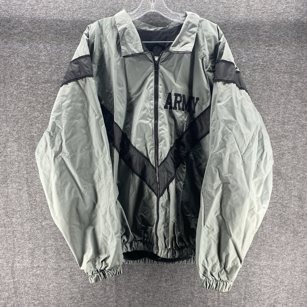 UNICOR IPFU Jacket Mens XL Grey Black Chevron US Army Military Windbreaker